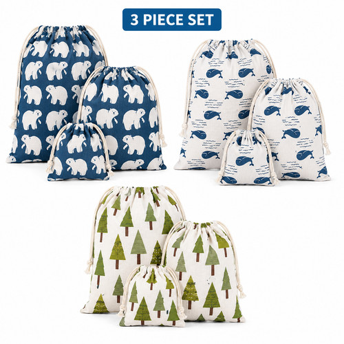 3pc drawstring storage bags - 3pc,